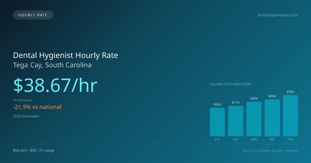 Dental Hygienist Hourly Rate in Tega Cay, SC — 2026 est., based on 2025 BLS