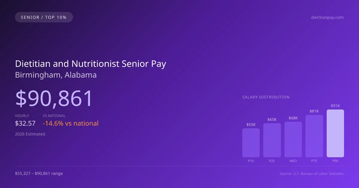 Dietitian and Nutritionist Senior Salary in Birmingham, AL — 2026 est., based on 2025 BLS